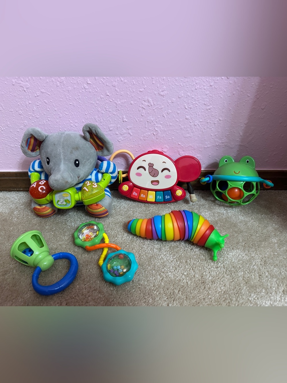 Baby Toys 6 Piece Lot Rattles Caterpillar Music Small Misc Brands